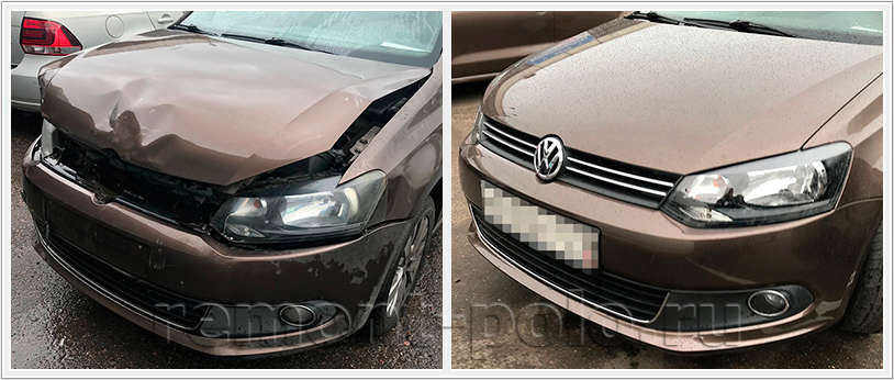 Ремонт Volkswagen Polo седан после попадания в аварию
