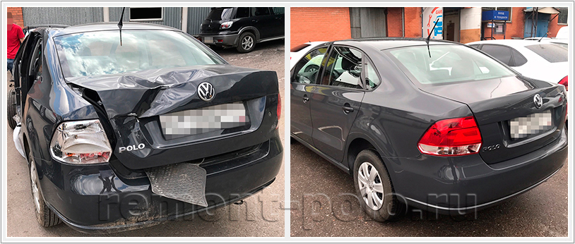 Восстановление VW Polo седан с вваркой крыши, ремонтом и заменой деталей кузова