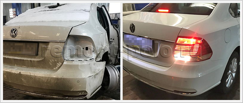 Восстановление VW Polo седан с ремонтом задней подвески