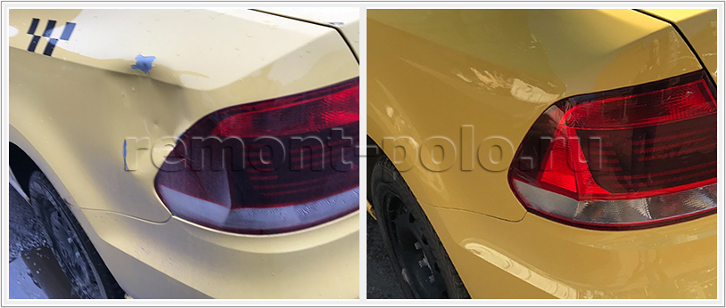 Ремонт и покраска заднего крыла VW Polo седан