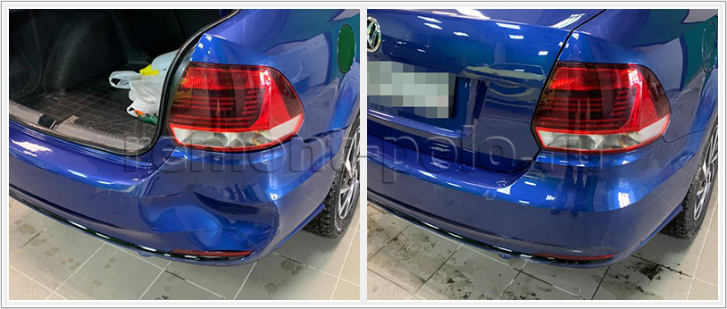 Замена и покраска заднего бампера VW Polo седан